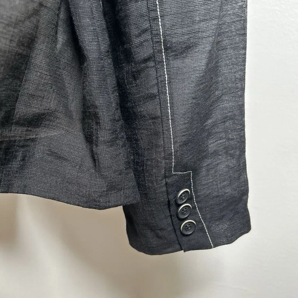 Iris Setlakwe Women's Black Blazer Jacket Belted Lightweight Lagenlook Size 12 - Picture 4 of 8